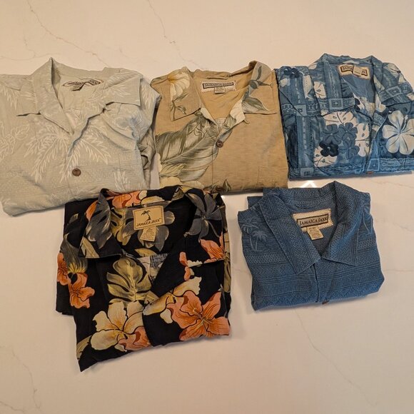 Jamaica Jaxx 100% Silk Sz XL Men's Tan AOP Floral Button Up Casual Hawaiian - Picture 10 of 10